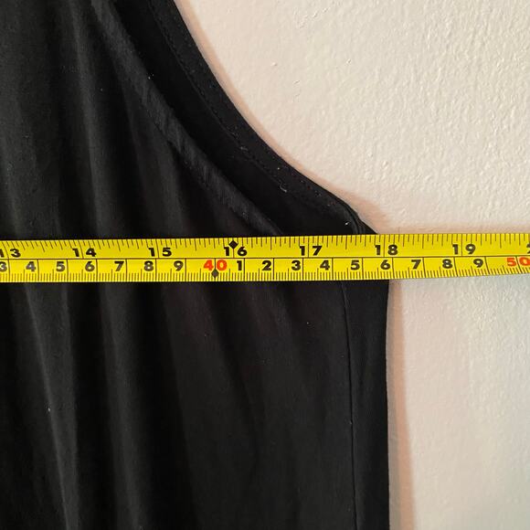 Eileen Fisher Women's size Medium Black Knit Tank Dress Midi Knee Length Stretch - Picture 7 of 8
